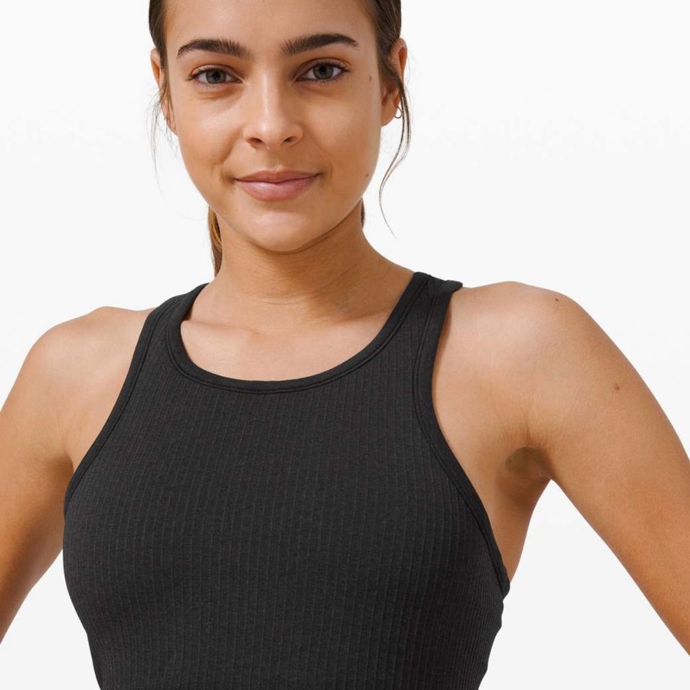 Lululemon ebb to street ribbed tank black size 6.